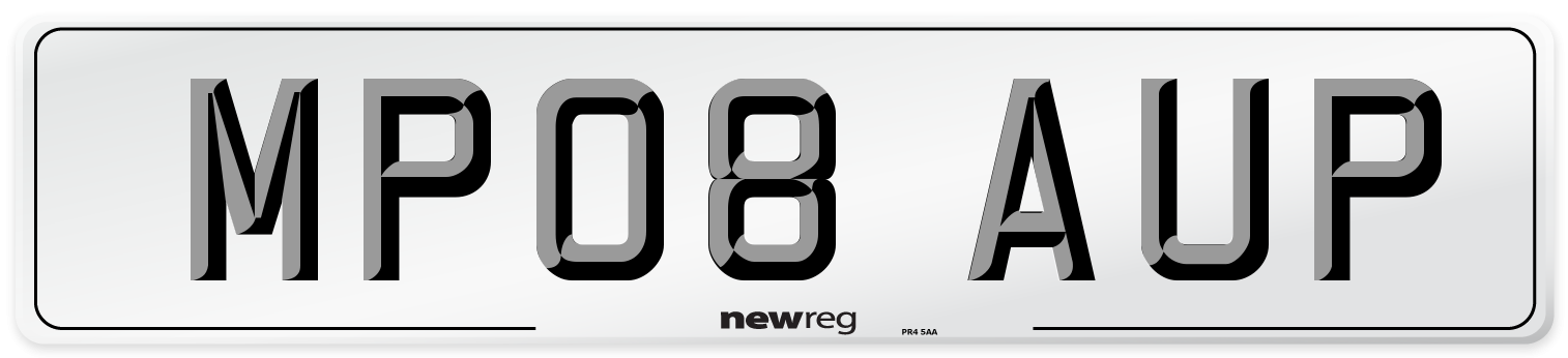 MP08 AUP Number Plate from New Reg